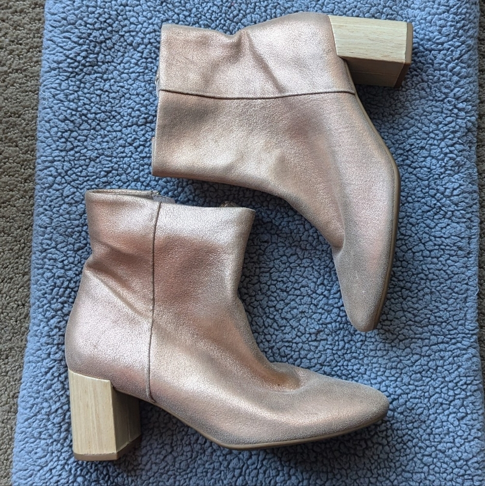 Pink/Gold Shimmer • Taryn Rose Leather Booties